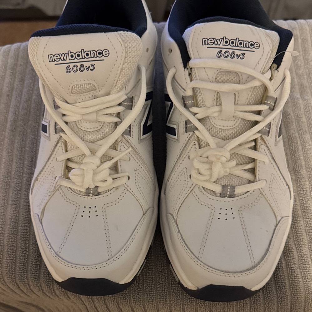New Balance 608v3 White and Navy Sneakers